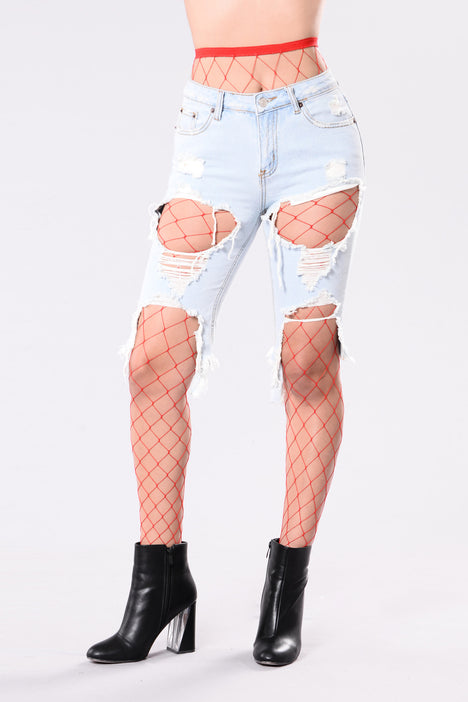 Caught You Looking Sheer Fishnet Tights - White