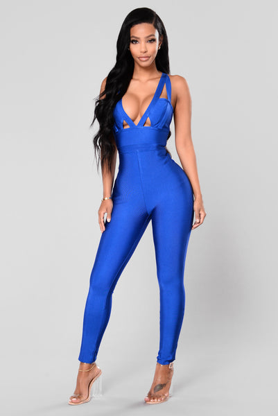 Royal blue sales jumpsuit fashion nova