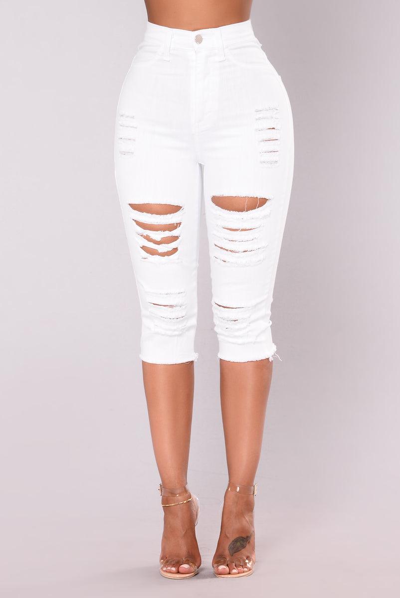 Calisa Distress Bermuda Shorts - White | Fashion Nova, Jean Shorts ...
