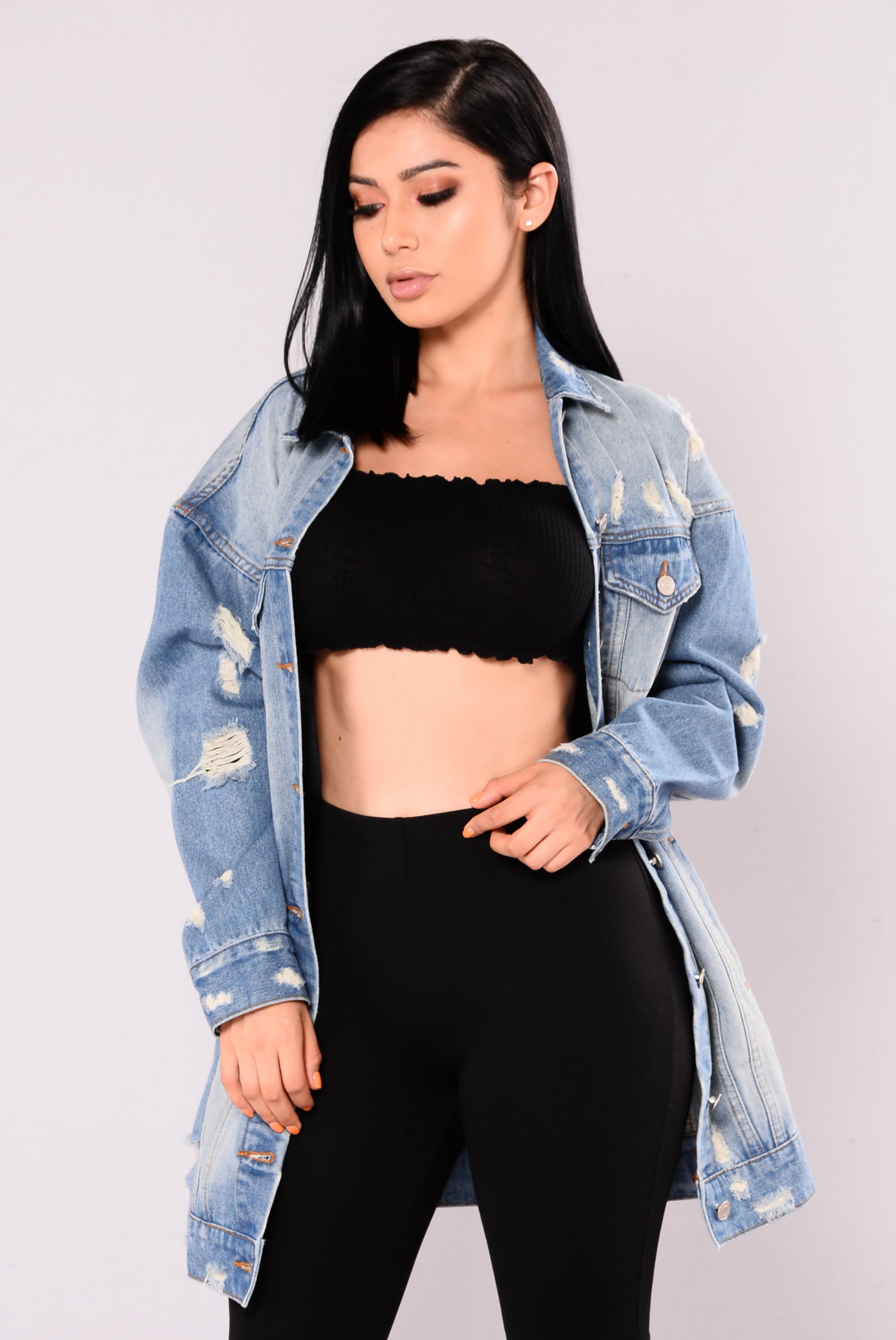 Fashion Nova Cropped Denim Jacket size M | eBay