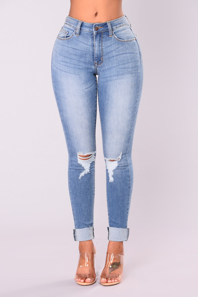 Cuff Crush Jeans - Medium Blue | Fashion Nova, Jeans | Fashion Nova