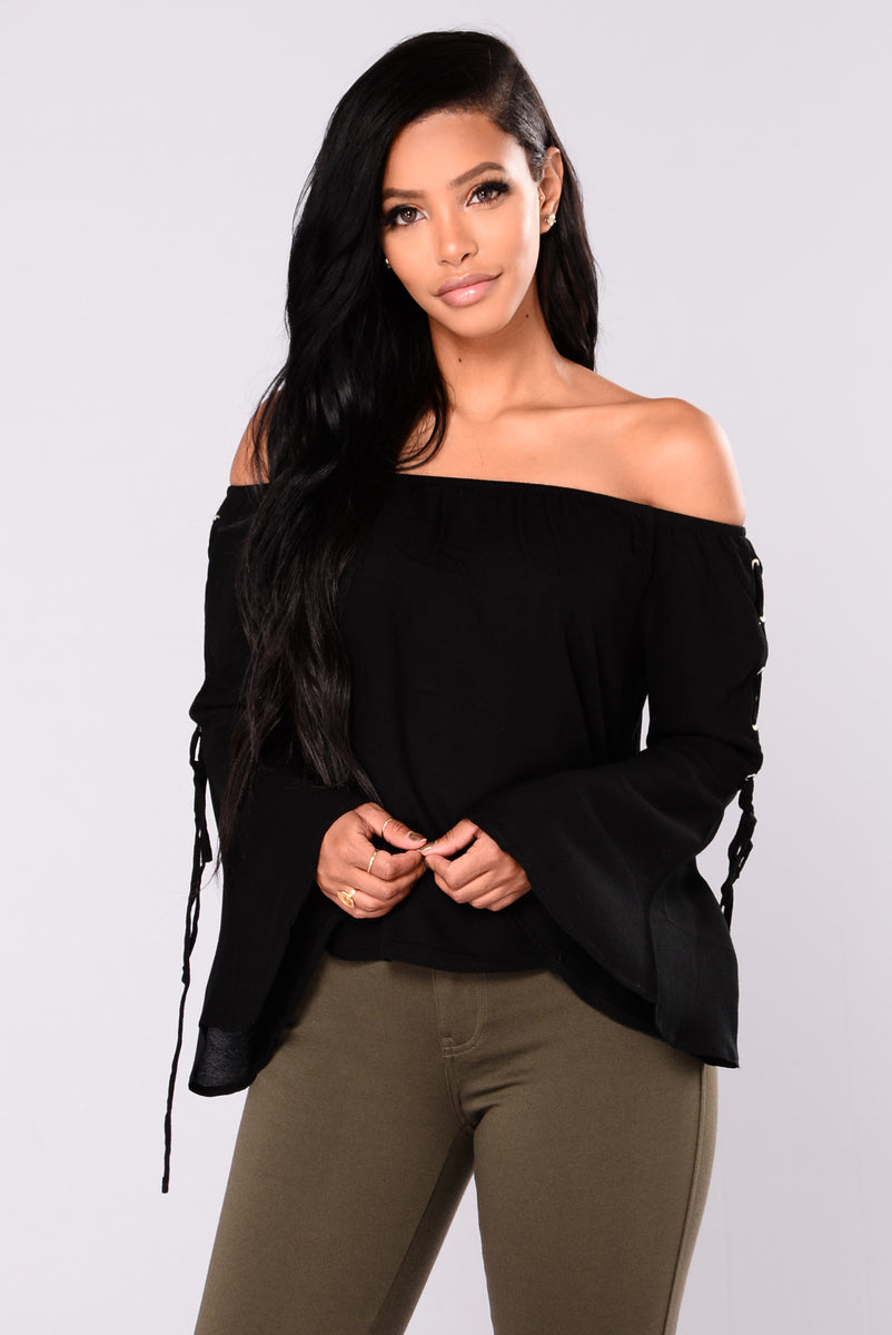 Going On Vacation Off Shoulder Top - Black | Fashion Nova, Shirts ...