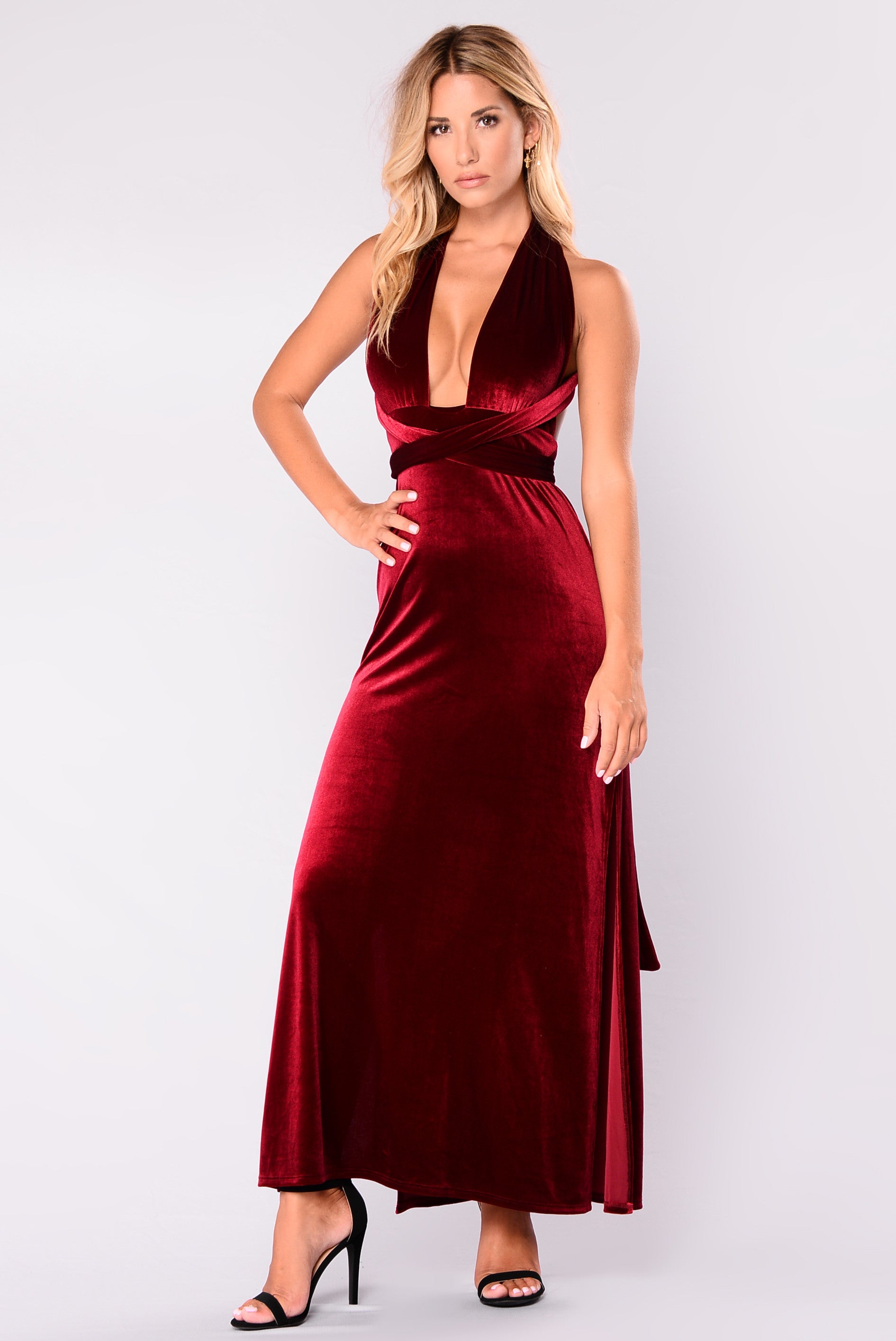 Fashion nova clearance burgundy velvet dress