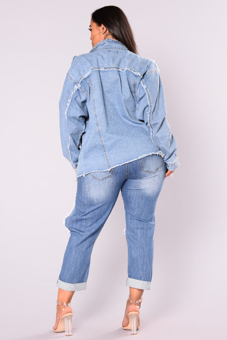 Fashion Nova/ Plus size Jacqueline Fishnet Denim jacket, Women's