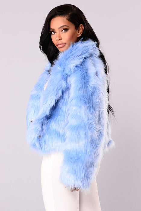 Alpen by Civit Padded Coat with Faux Fur Collar Light Blue
