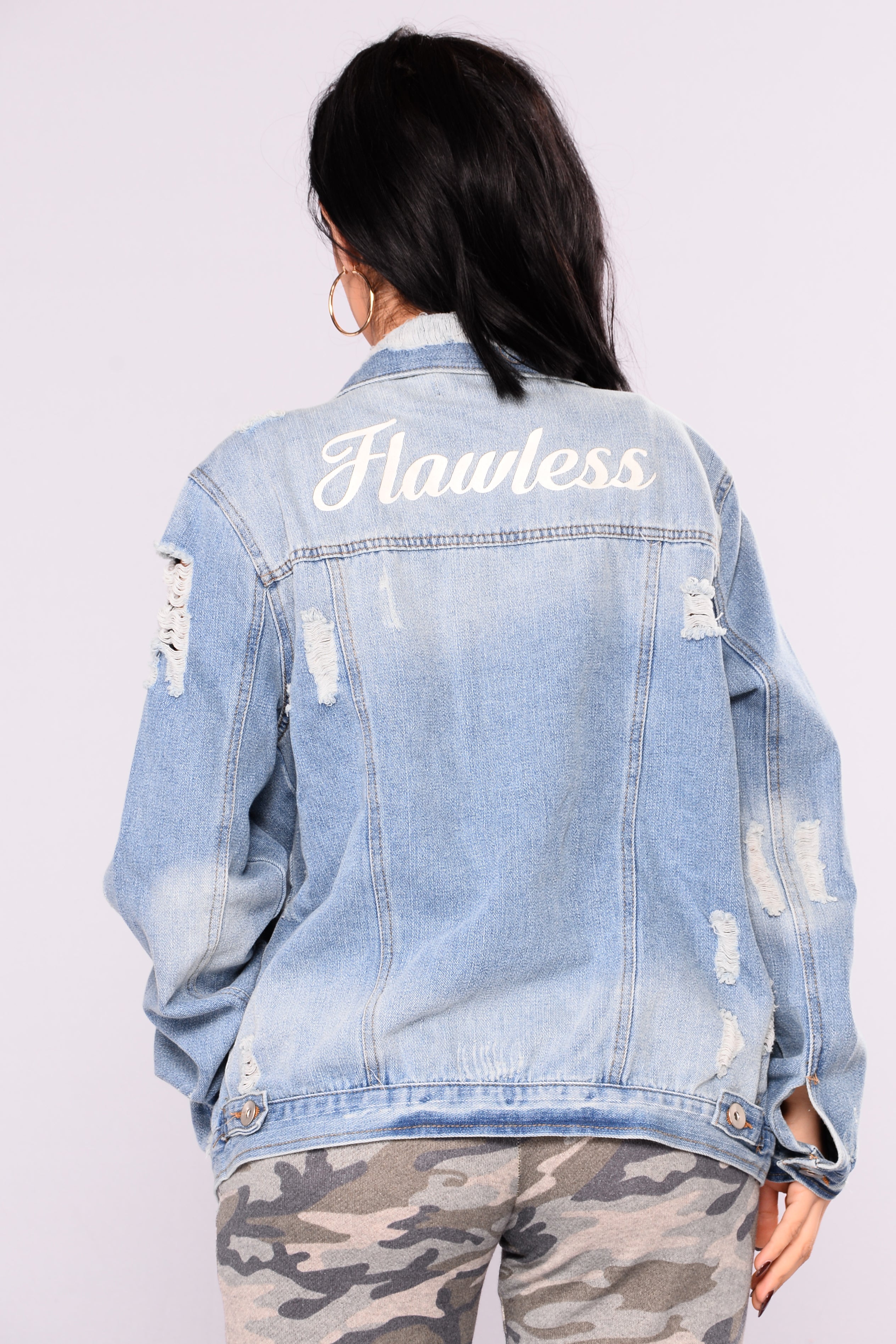 Fashion nova distressed denim on sale jacket