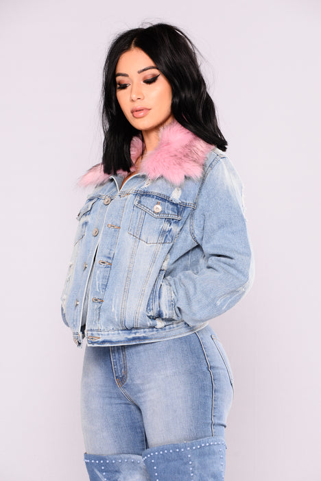 Fashion nova jean shop jacket with fur