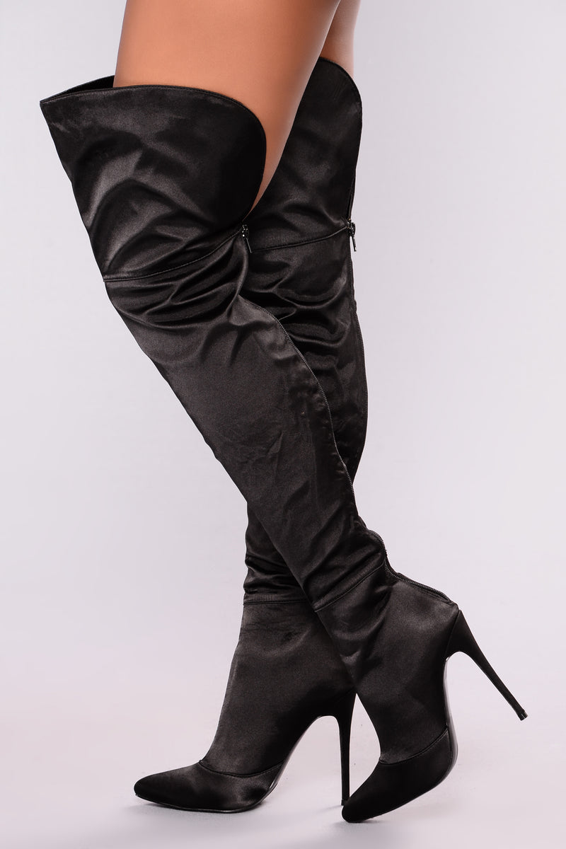 Satin Nights Over The Knee Boot - Black | Fashion Nova, Shoes | Fashion ...