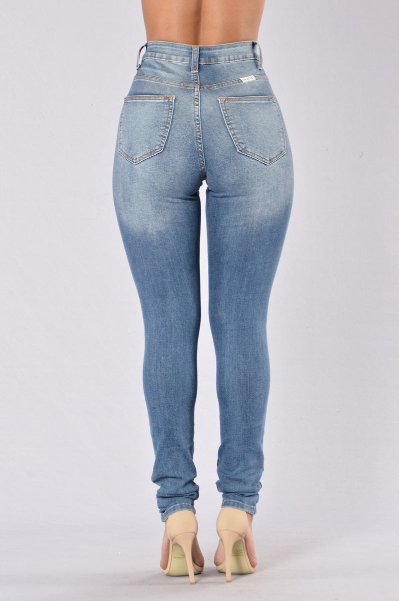 Ripped Down Jeans - Medium Blue | Fashion Nova, Jeans | Fashion Nova