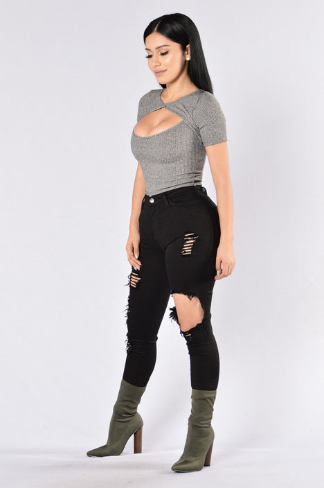 Alissa Double Lined Top - Charcoal