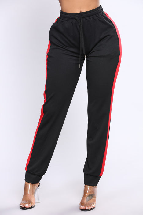 Black joggers with red cheap stripe womens