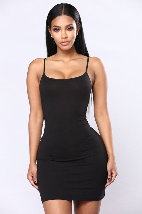  Womens Black Slip Dress