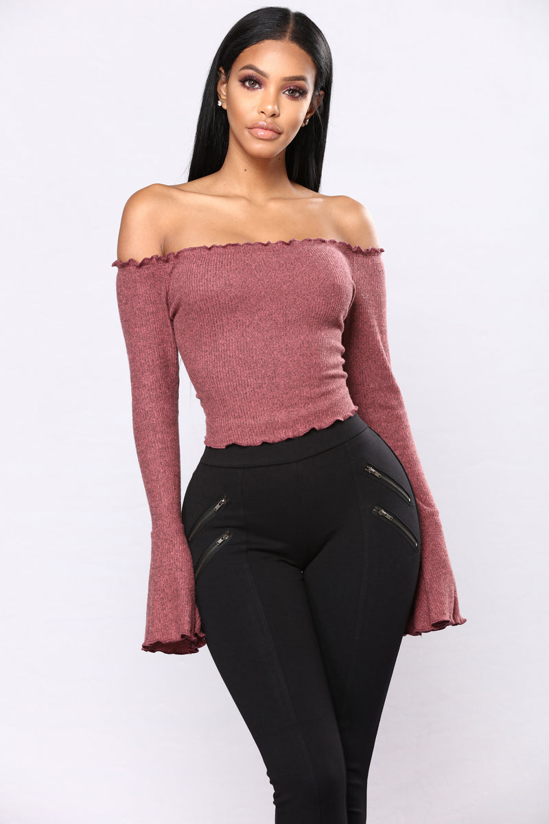 A Whole Lot Off Shoulder Top - Mauve | Fashion Nova, Knit Tops ...