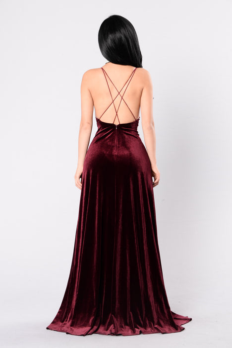 Burgundy velvet dress cheap fashion nova