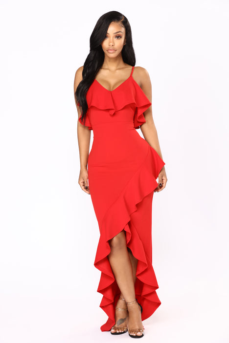 Fashion Nova plus size  Red dress, Fashion nova dress, Red ruffle dress