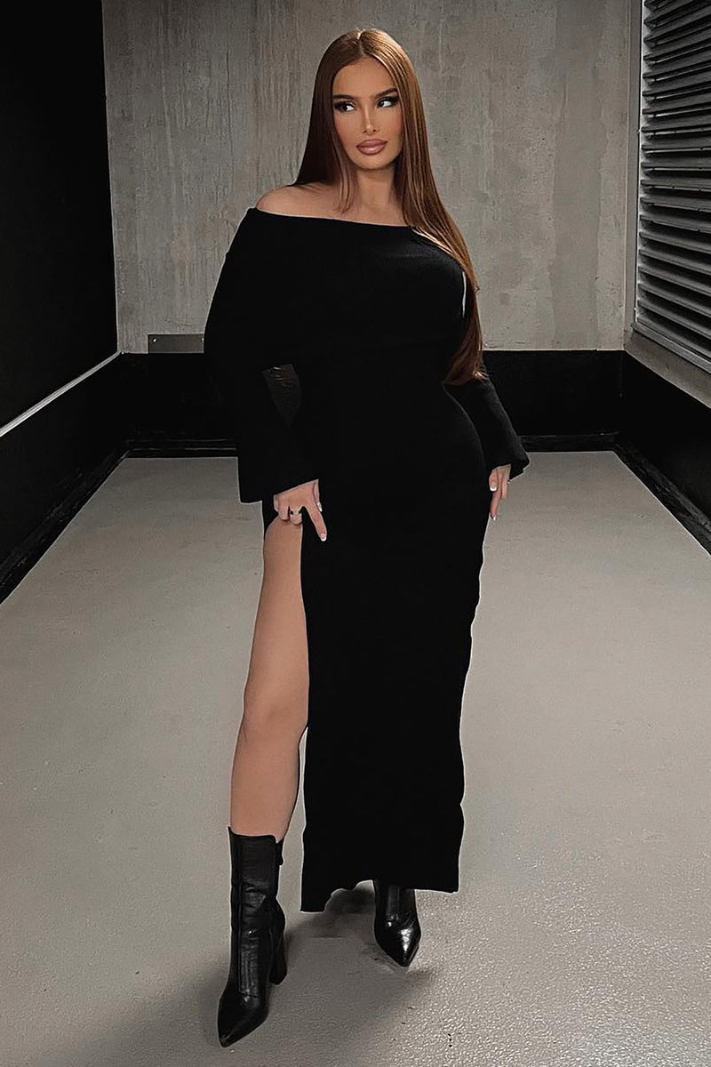 Grab Some Coco Sweater Maxi Dress Black Fashion Nova Dresses