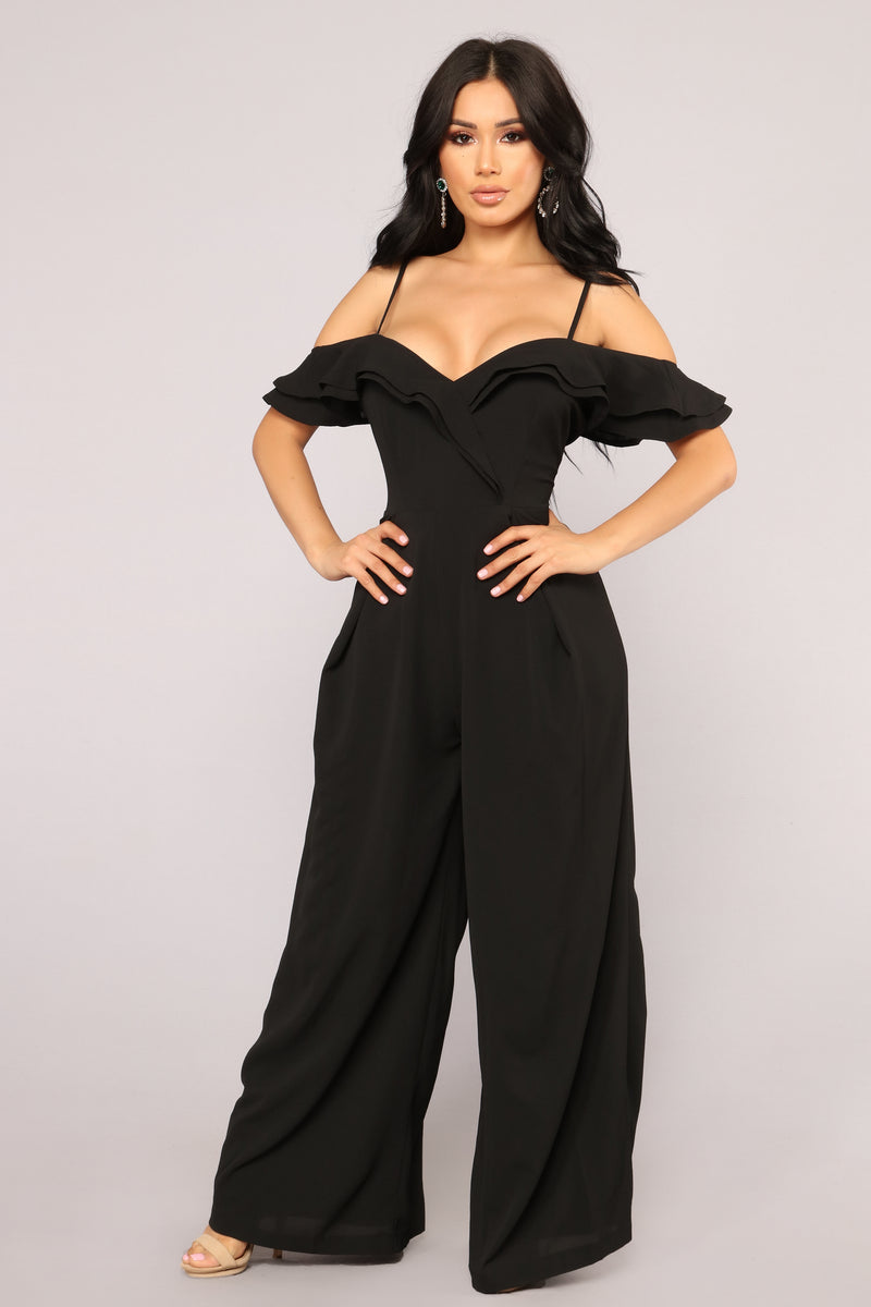 Euphoric Ruffle Off Shoulder Jumpsuit - Black | Fashion Nova, Jumpsuits ...