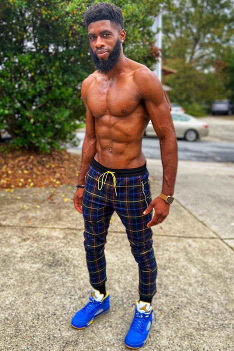 Men hot sale plaid joggers