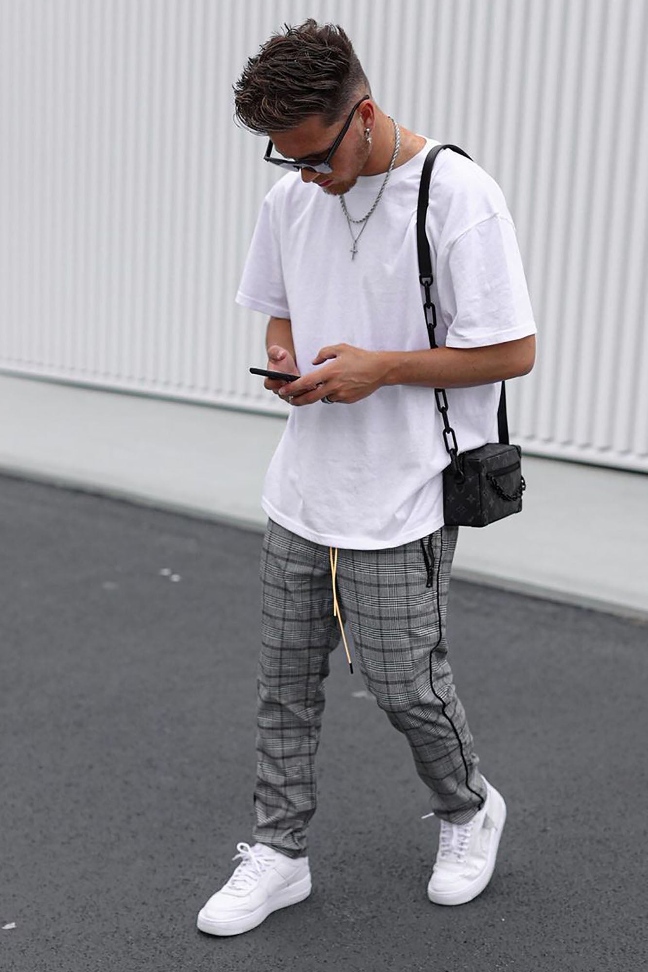 Checkered cheap mens joggers