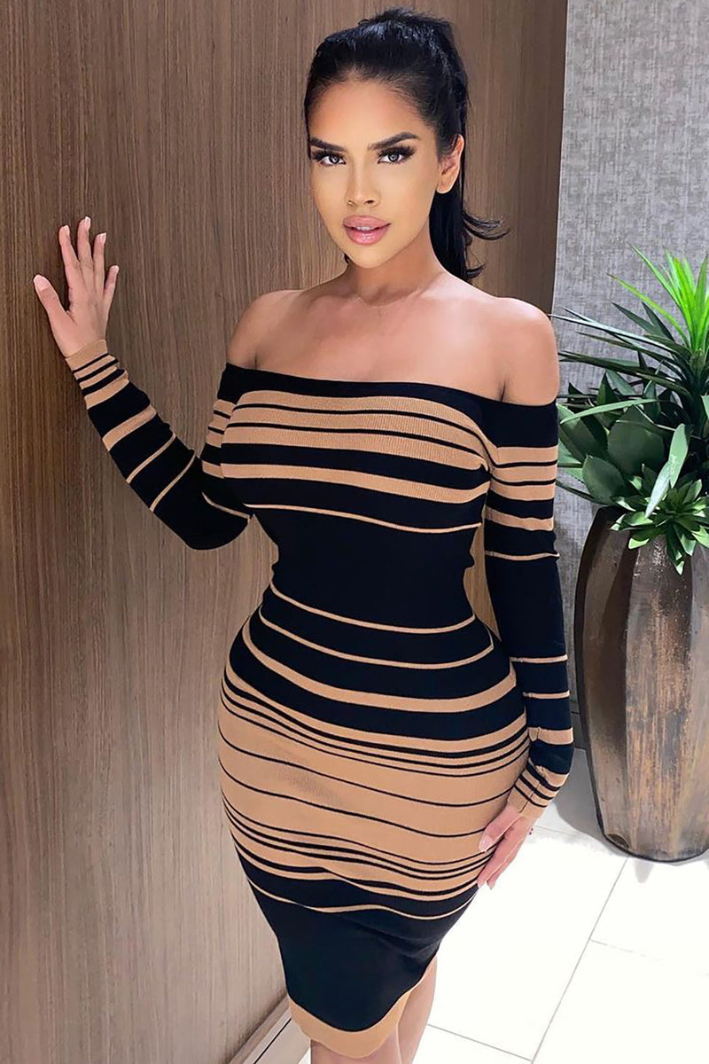 Keep It Consistent Sweater Midi Dress Taupe Combo Fashion Nova