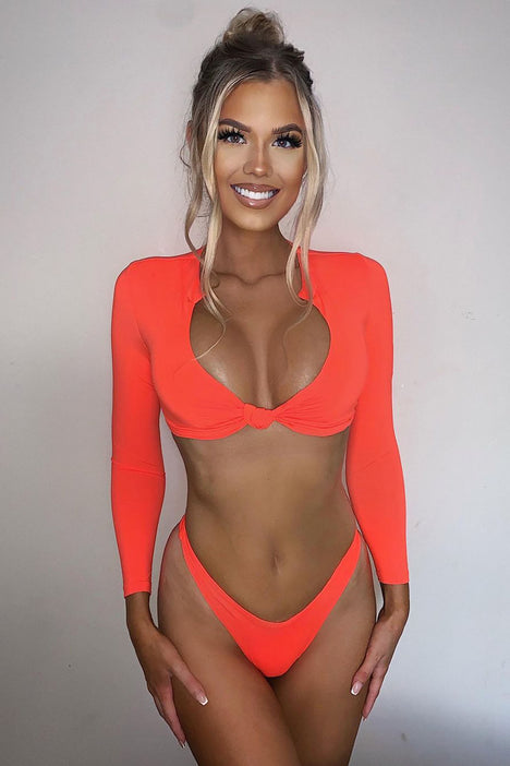 Neon long best sale sleeve bikini