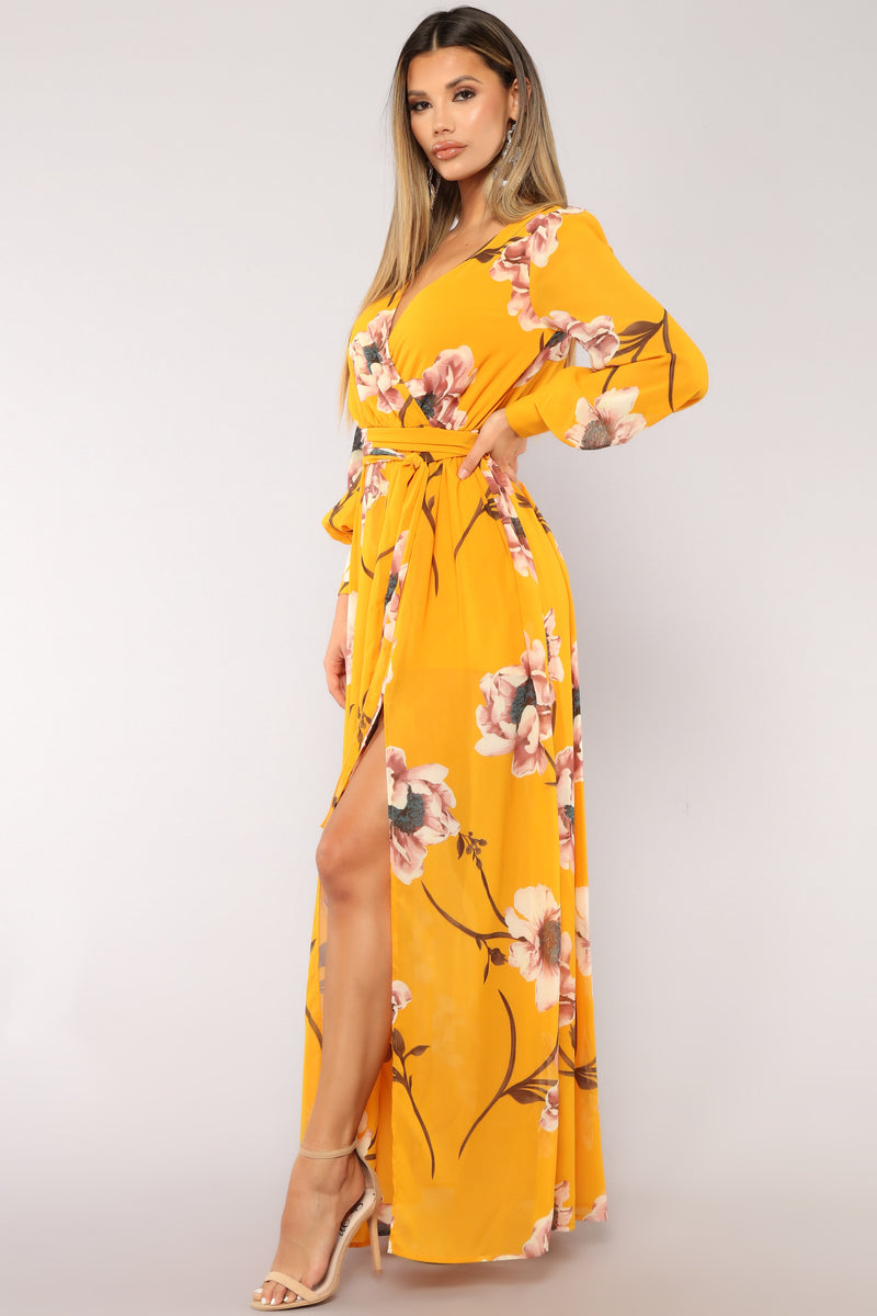 Park Avenue Maxi Dress - Mustard/Blush | Fashion Nova, Dresses ...
