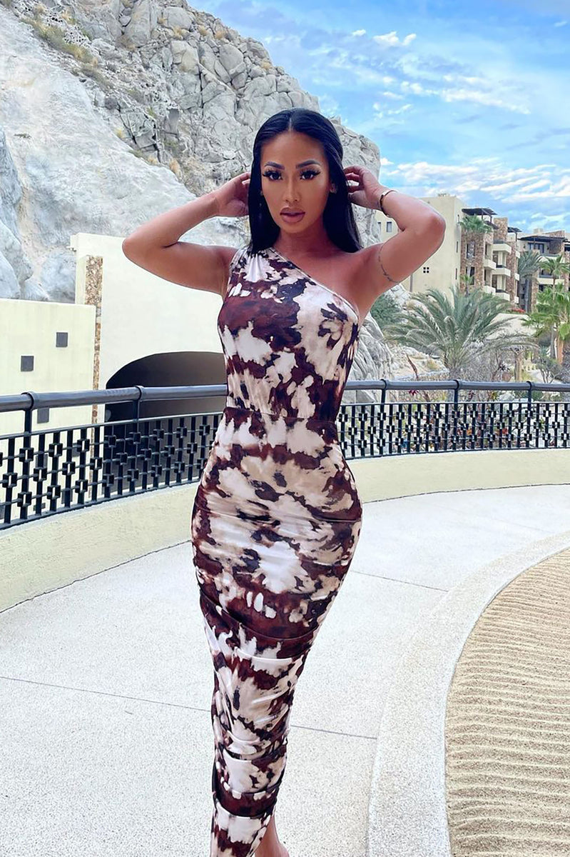 Mallory Stretch Satin Maxi Dress - Mocha/combo | Fashion Nova, Dresses ...