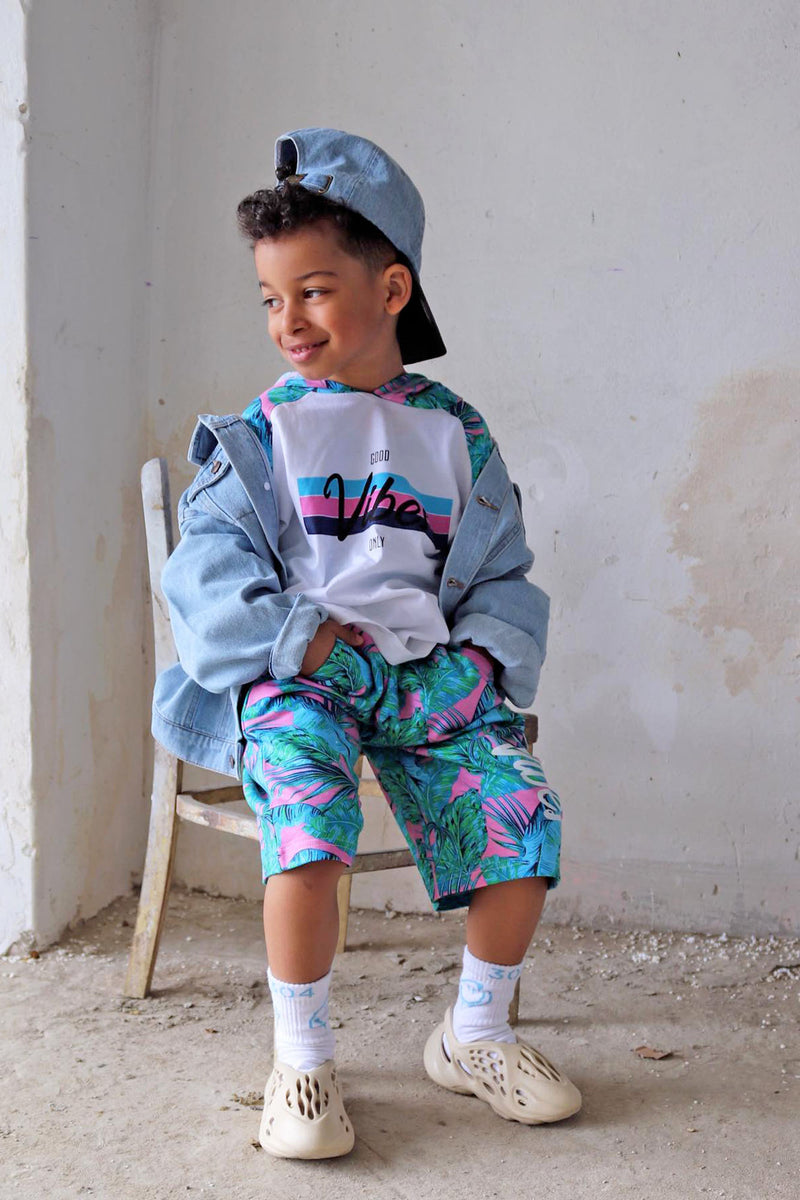 Mini Only Good Vibes Shorts - Blue/combo | Fashion Nova, Kids Shorts ...