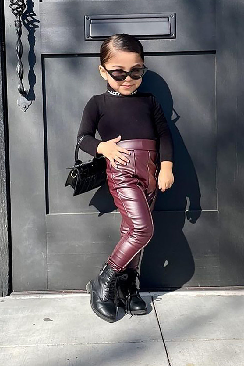 Mini Teyana Leather Like Leggings - Burgundy | Fashion Nova, Kids ...