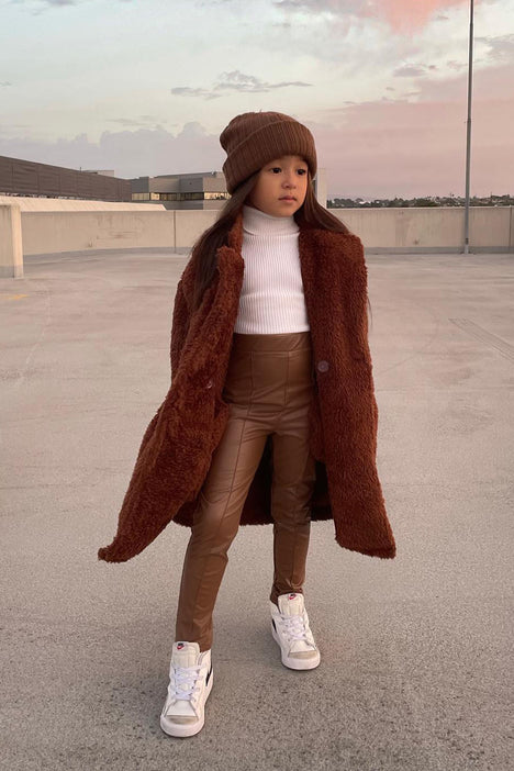 Mini Teyana Leather Like Leggings - Chocolate, Fashion Nova, Kids Leggings