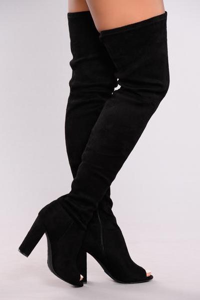 Carmella OTK Boot - Black | Fashion Nova, Shoes | Fashion Nova