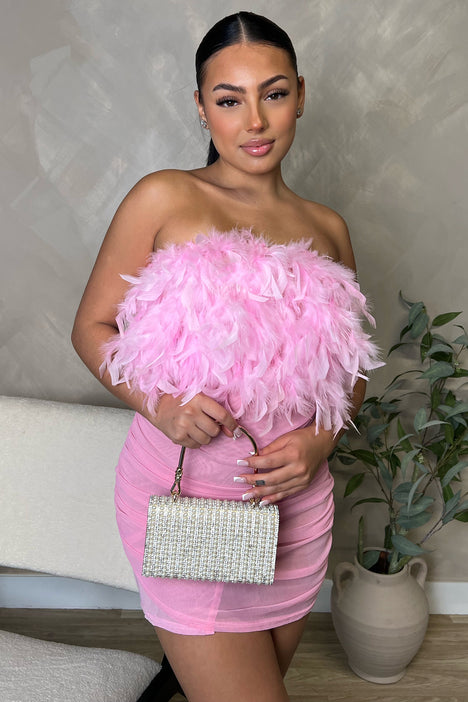 Marissa Feather Mini Dress - Hot Pink, Fashion Nova, Luxe