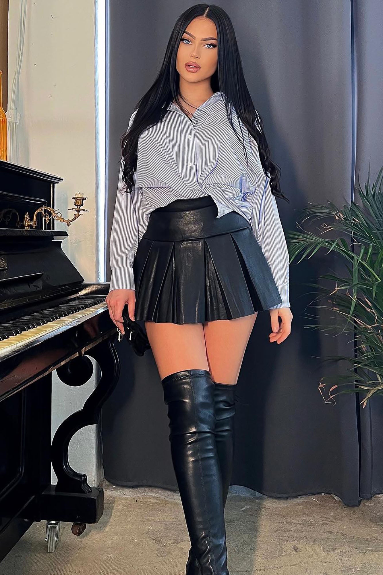Playful Distraction Pleated Mini Skirt - Black