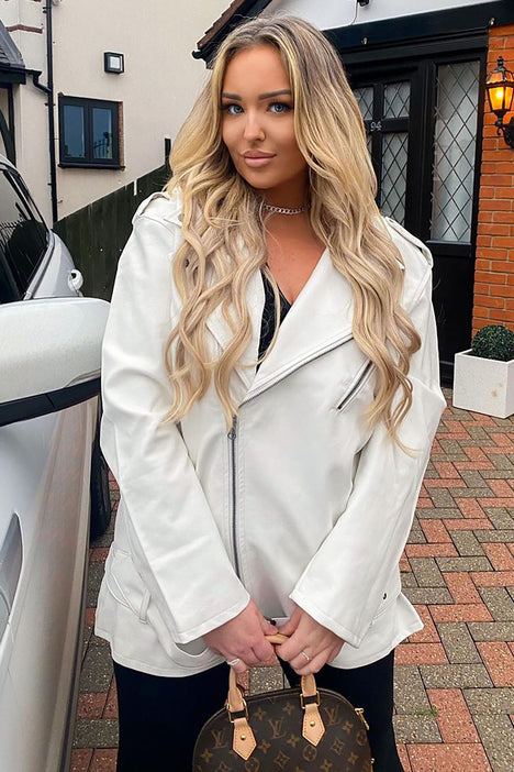 Something About You Faux Leather Moto Jacket - White, Fashion Nova, Jackets  & Coats