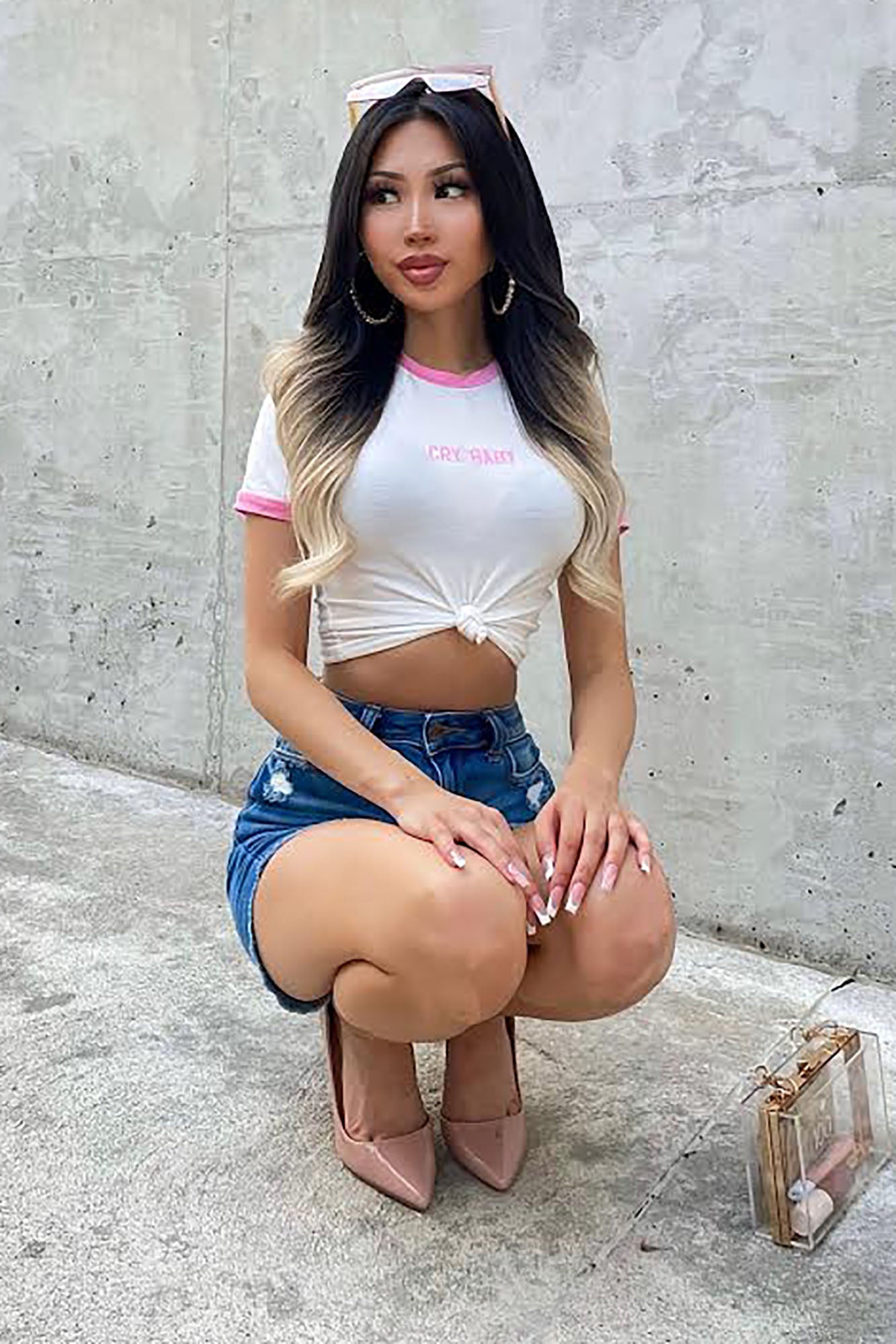 Such A Cry Baby Tee - White/Pink | Fashion Nova, Screens Tops and