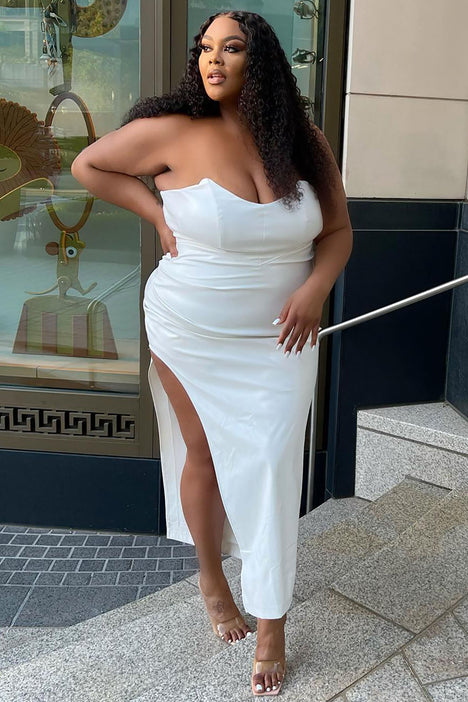 Plus Size White Leather Dress