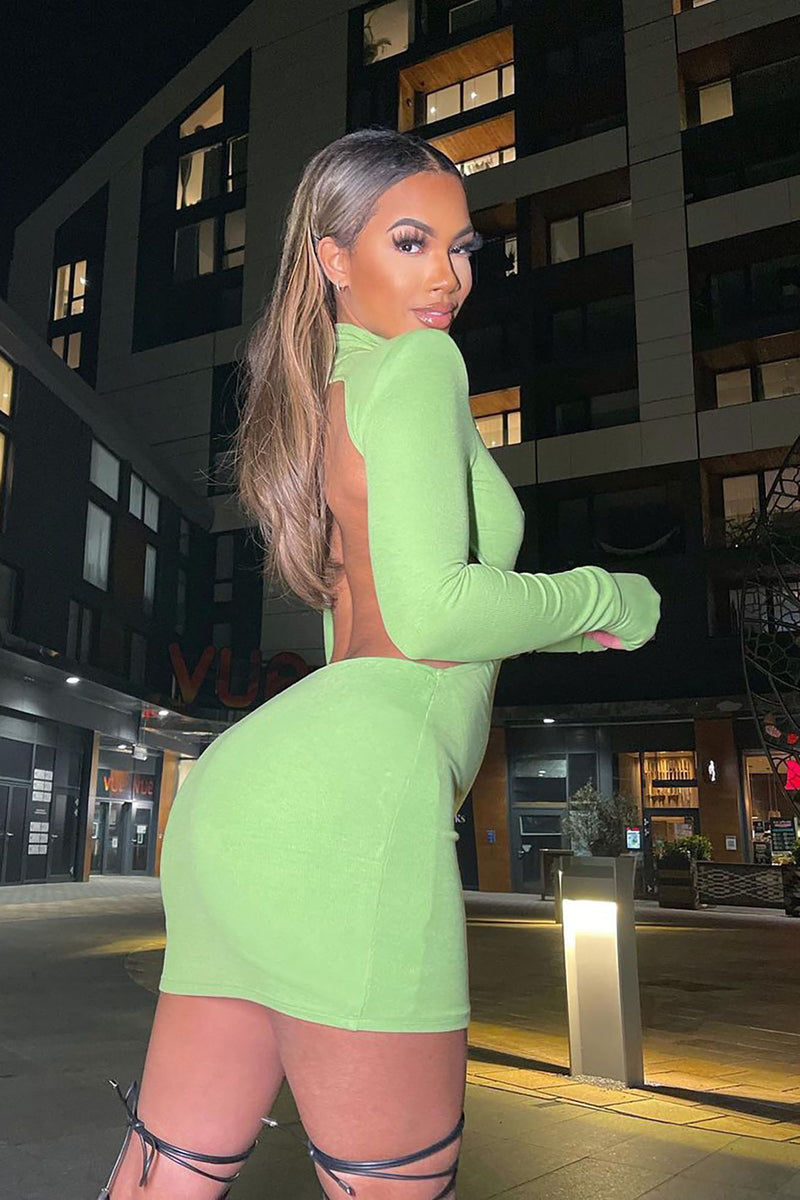 Zariyah Backless Mini Dress - Green | Fashion Nova, Dresses | Fashion Nova