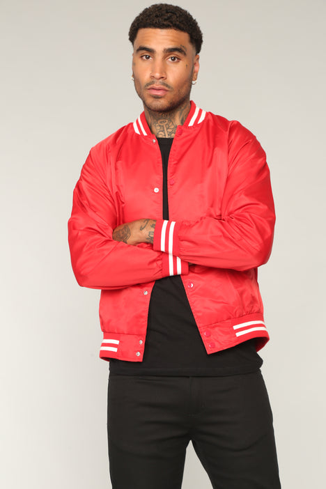 Chicago Bulls Quarter Zip Jacket - Red/White, Fashion Nova, Mens Jackets