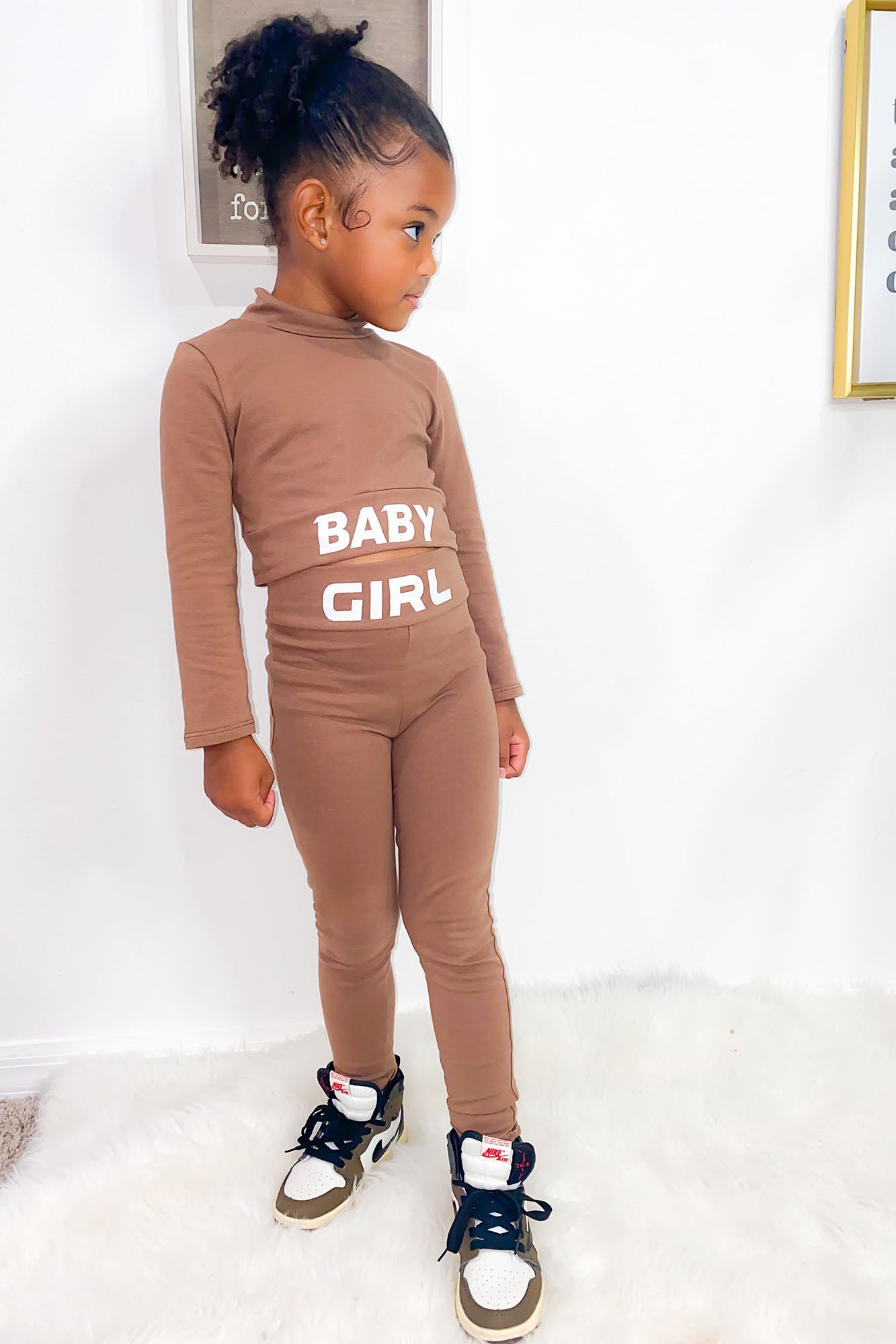 Mini One And Only Baby Girl Legging Set - Mocha